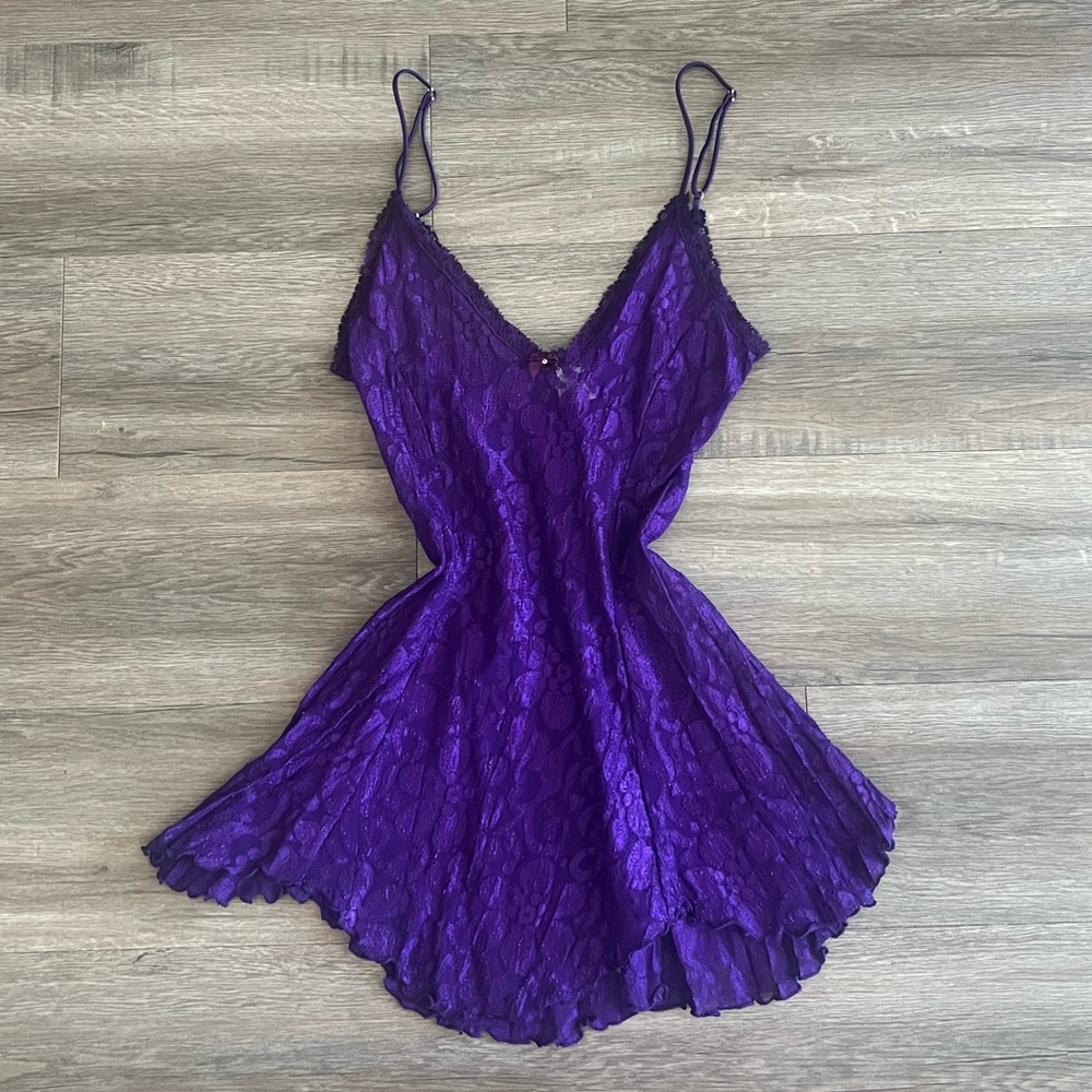 Vintage Purple Lace Slip Dress Nightie